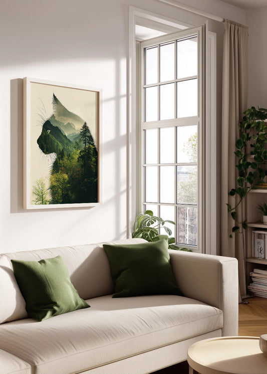 Cuadro ​Cat collage - Green forest