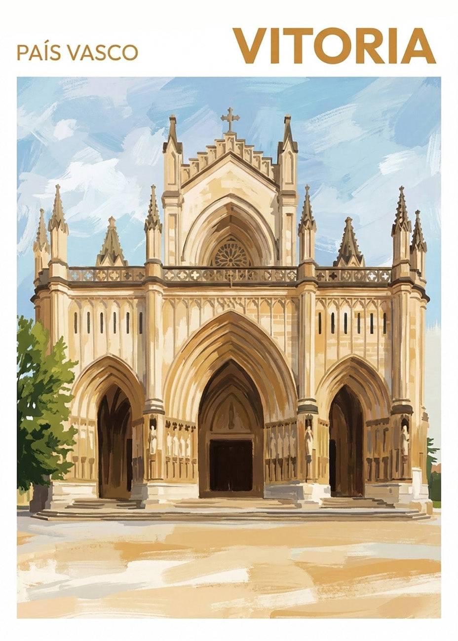 Cuadro Catedral Madría Inmaculada de Vitoria - Gouache