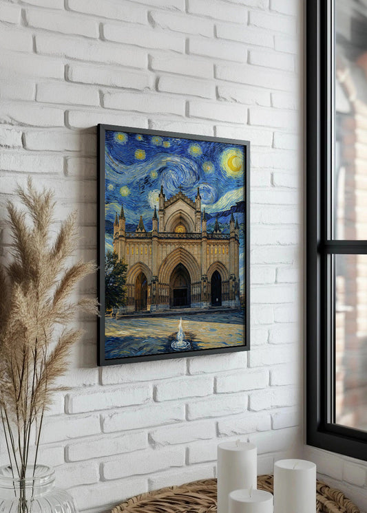 Cuadro Catedral de María Inmaculada de Vitoria - Noche Estrellada