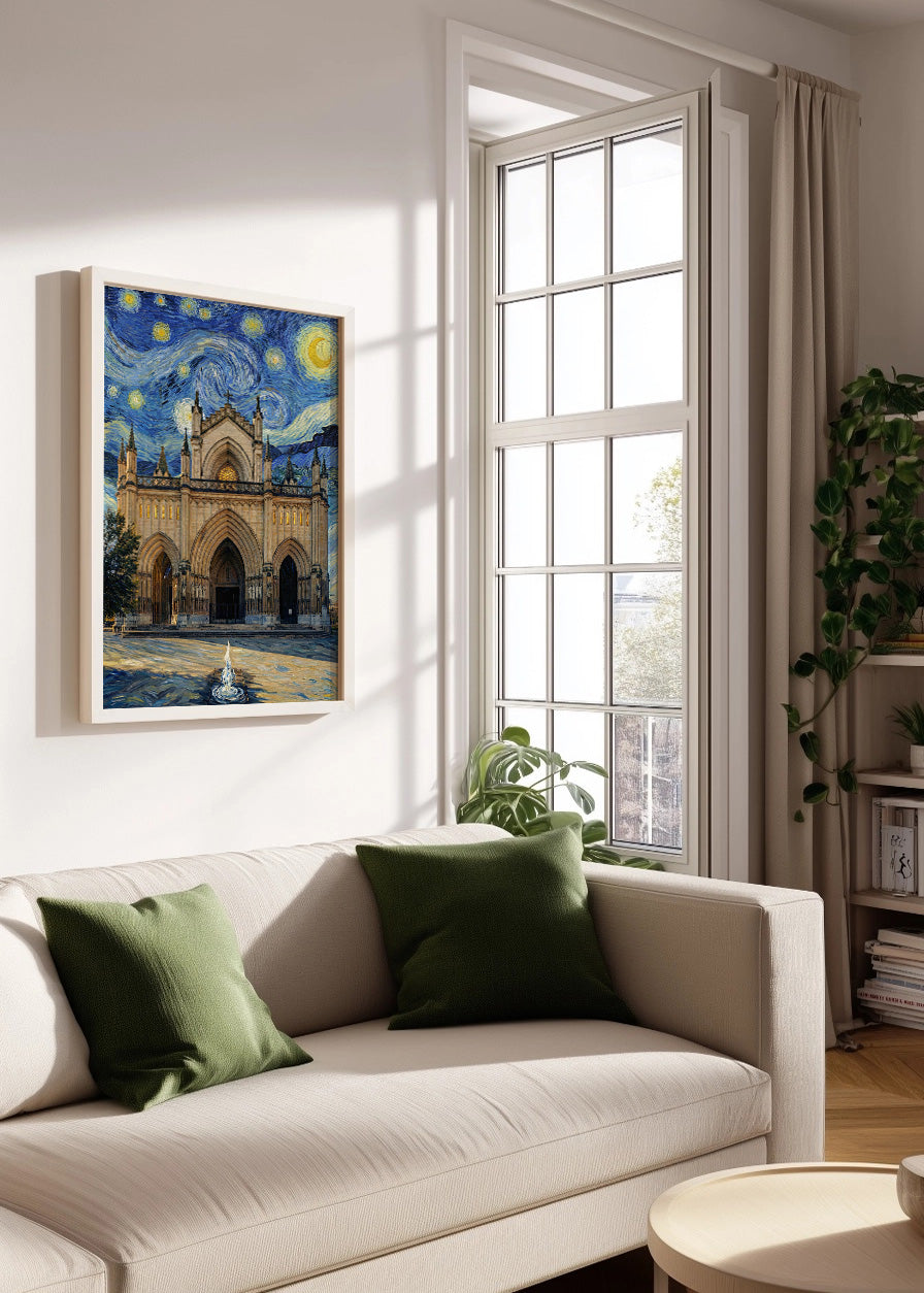 Cuadro Catedral de María Inmaculada de Vitoria - Noche Estrellada