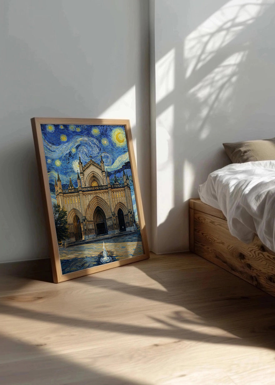 Cuadro Catedral de María Inmaculada de Vitoria - Noche Estrellada