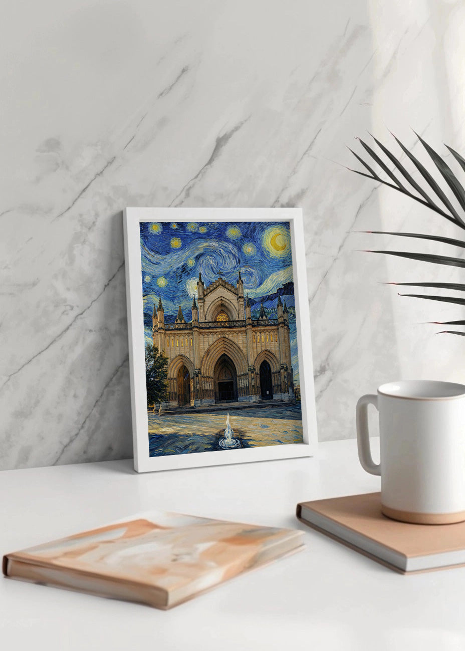Cuadro Catedral de María Inmaculada de Vitoria - Noche Estrellada