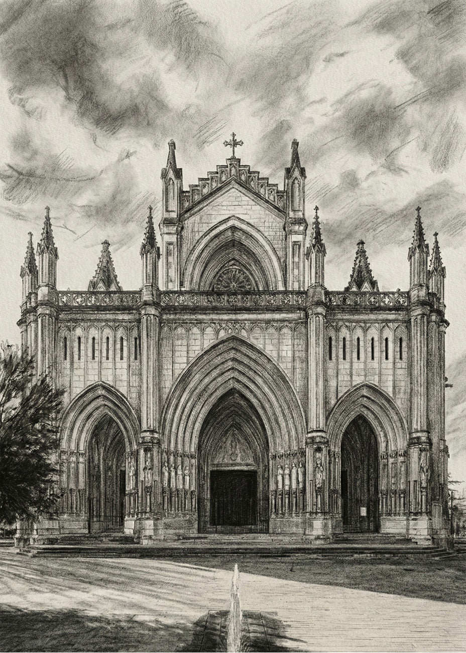Cuadro Catedral de María Inmaculada de Vitoria estilo lápiz