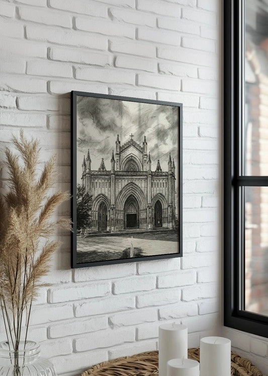 Cuadro Catedral de María Inmaculada de Vitoria estilo lápiz