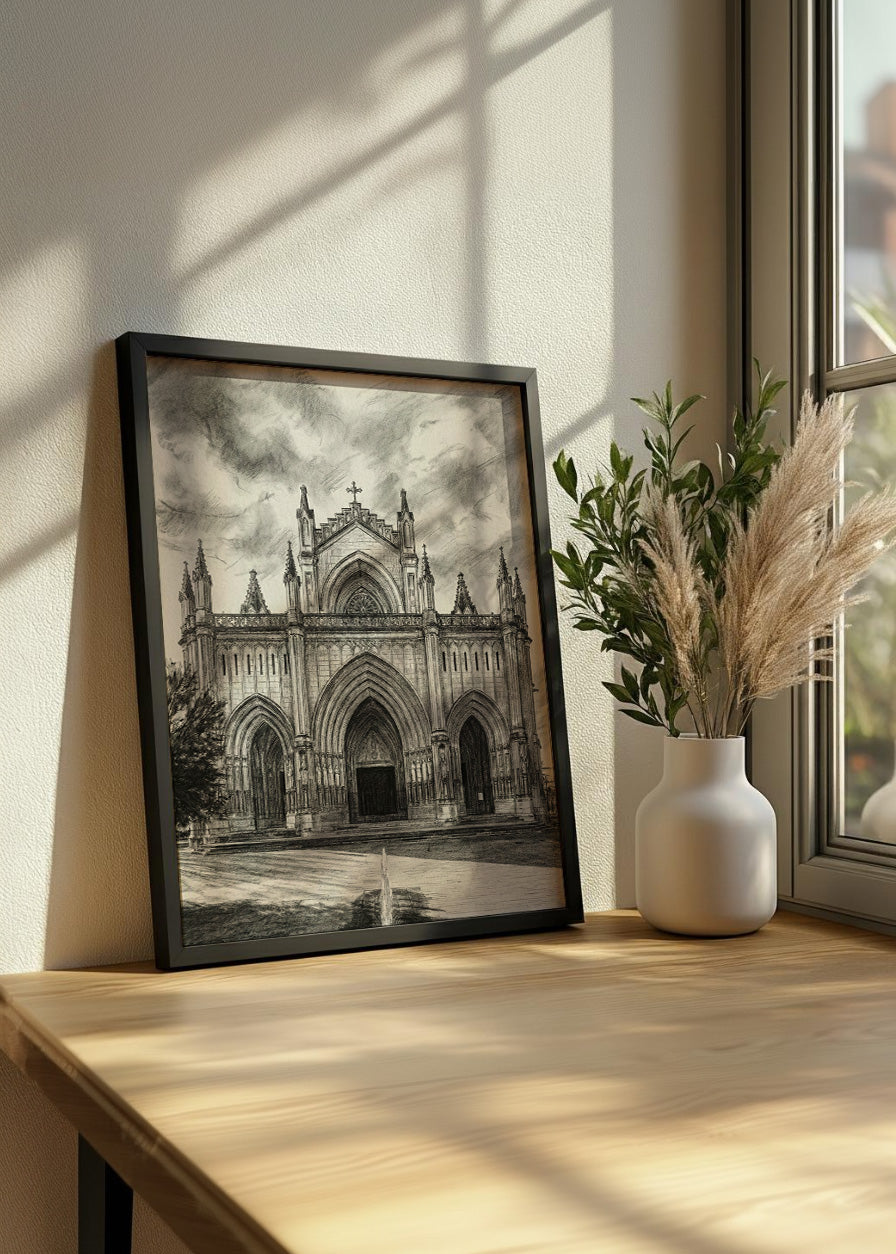 Cuadro Catedral de María Inmaculada de Vitoria estilo lápiz