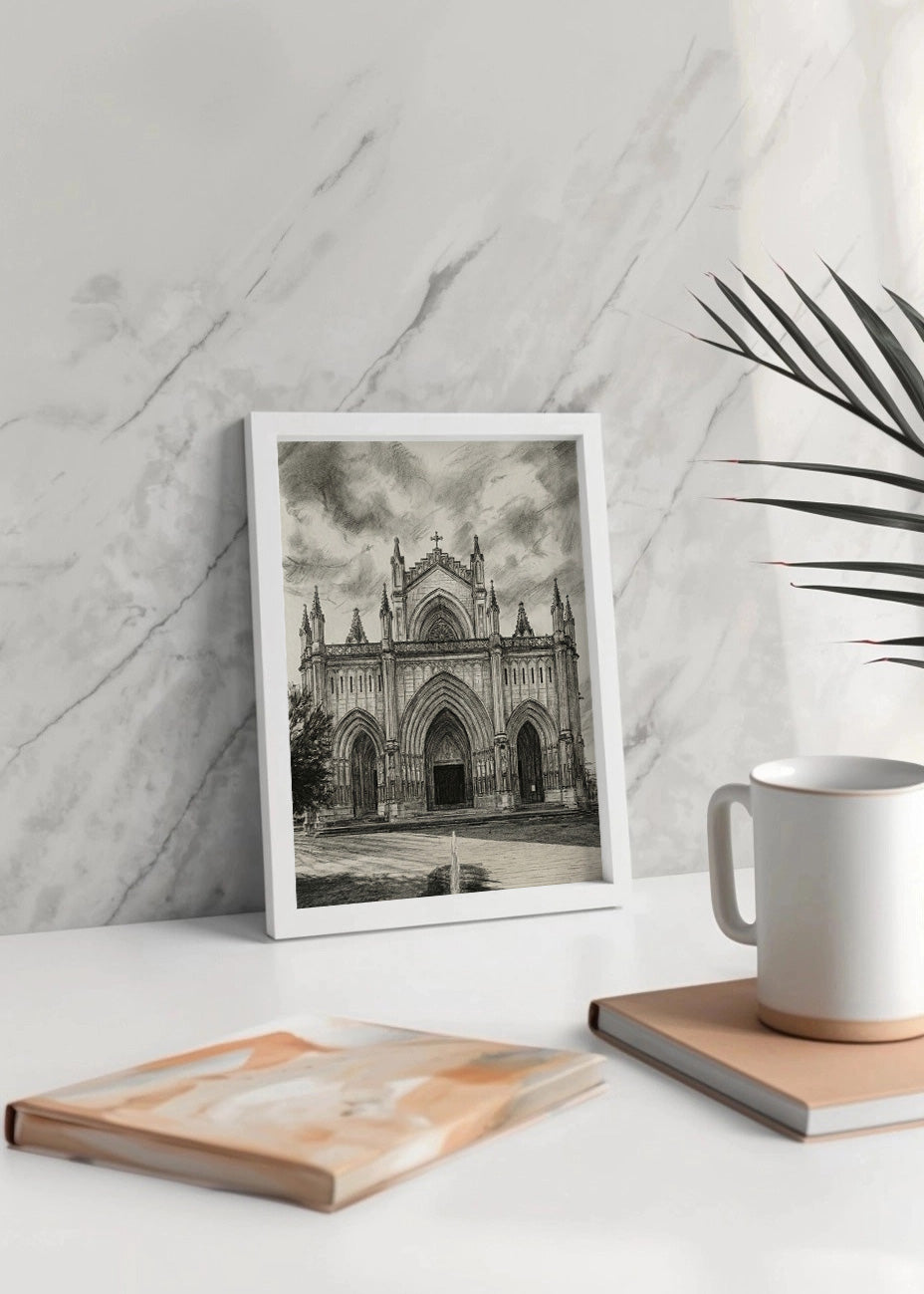 Cuadro Catedral de María Inmaculada de Vitoria estilo lápiz