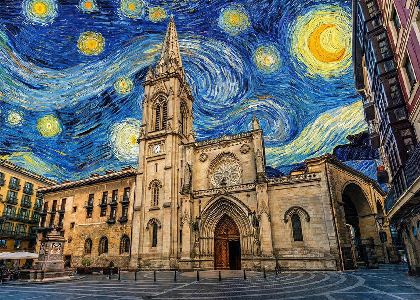 Cuadro Catedral de Santiago en Bilbao - Noche Salvaje
