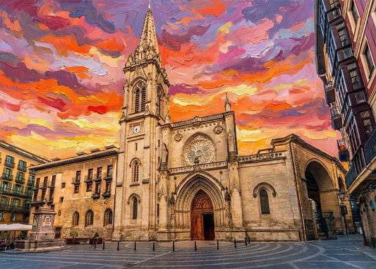 Cuadro Catedral de Santiago en Bilbao estilo óleo