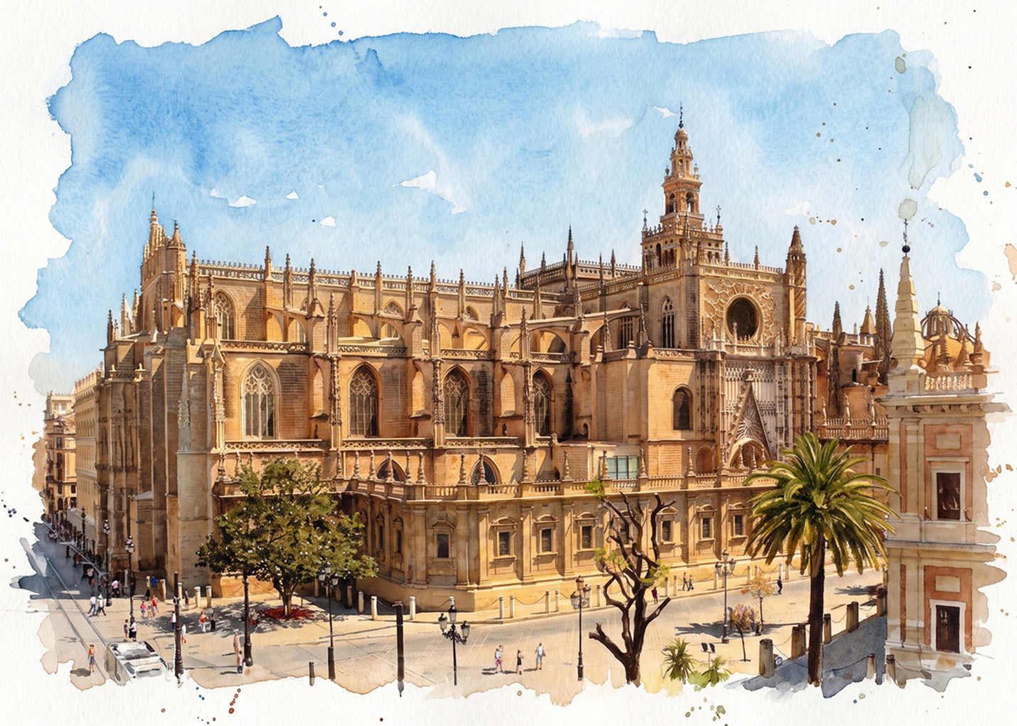 Cuadro Catedral de Sevilla estilo acuarela