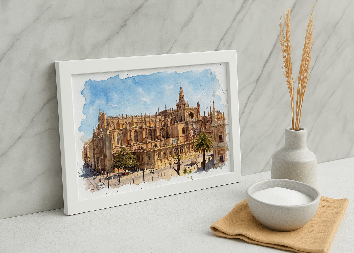 Cuadro Catedral de Sevilla estilo acuarela
