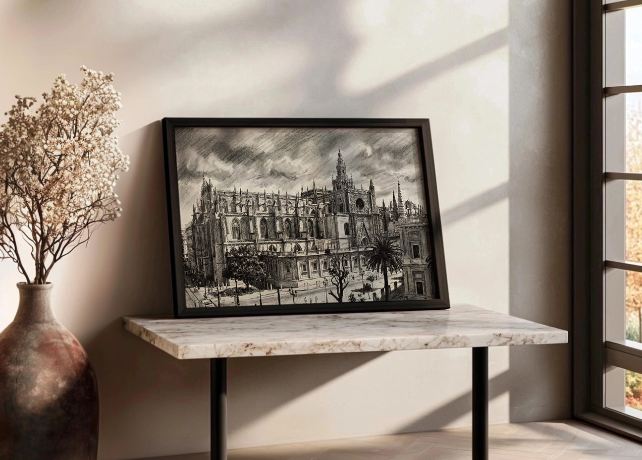 Cuadro Catedral de Sevilla y La Giralda estilo lápiz
