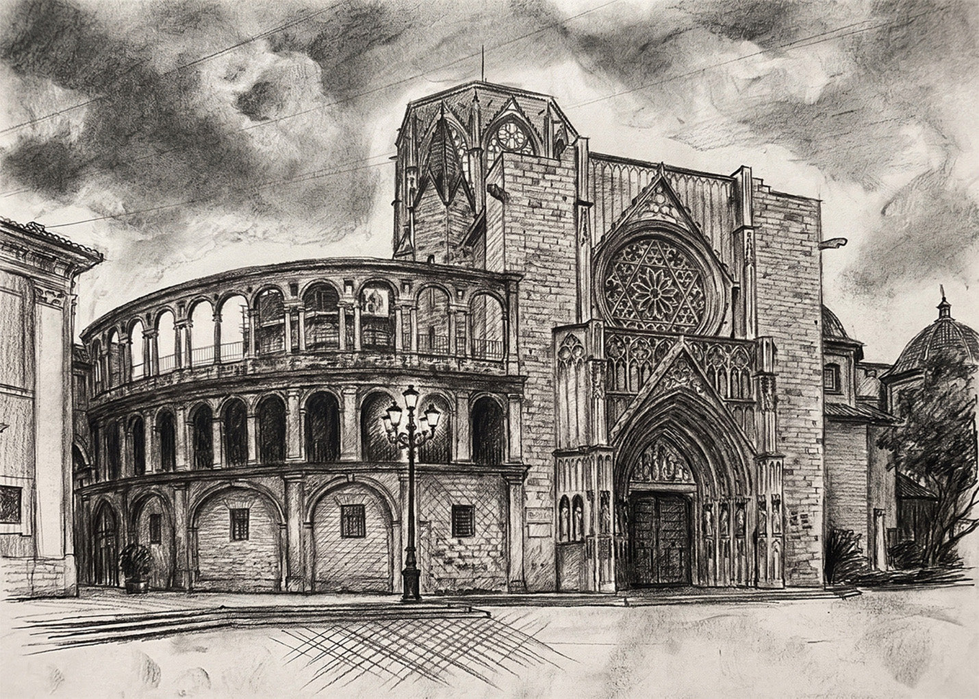 Cuadro Catedral de Valencia efecto lápiz