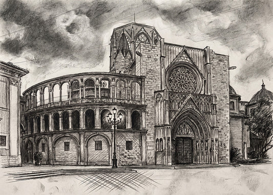 Cuadro Catedral de Valencia efecto lápiz