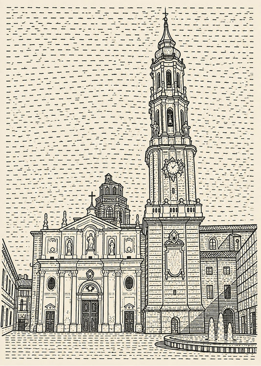 Cuadro Catedral del Salvador en Zaragoza - Minimalista