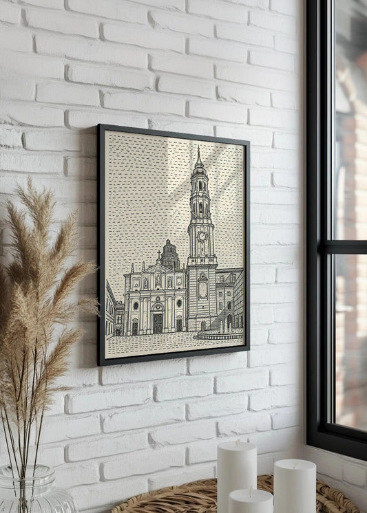 Cuadro Catedral del Salvador en Zaragoza - Minimalista