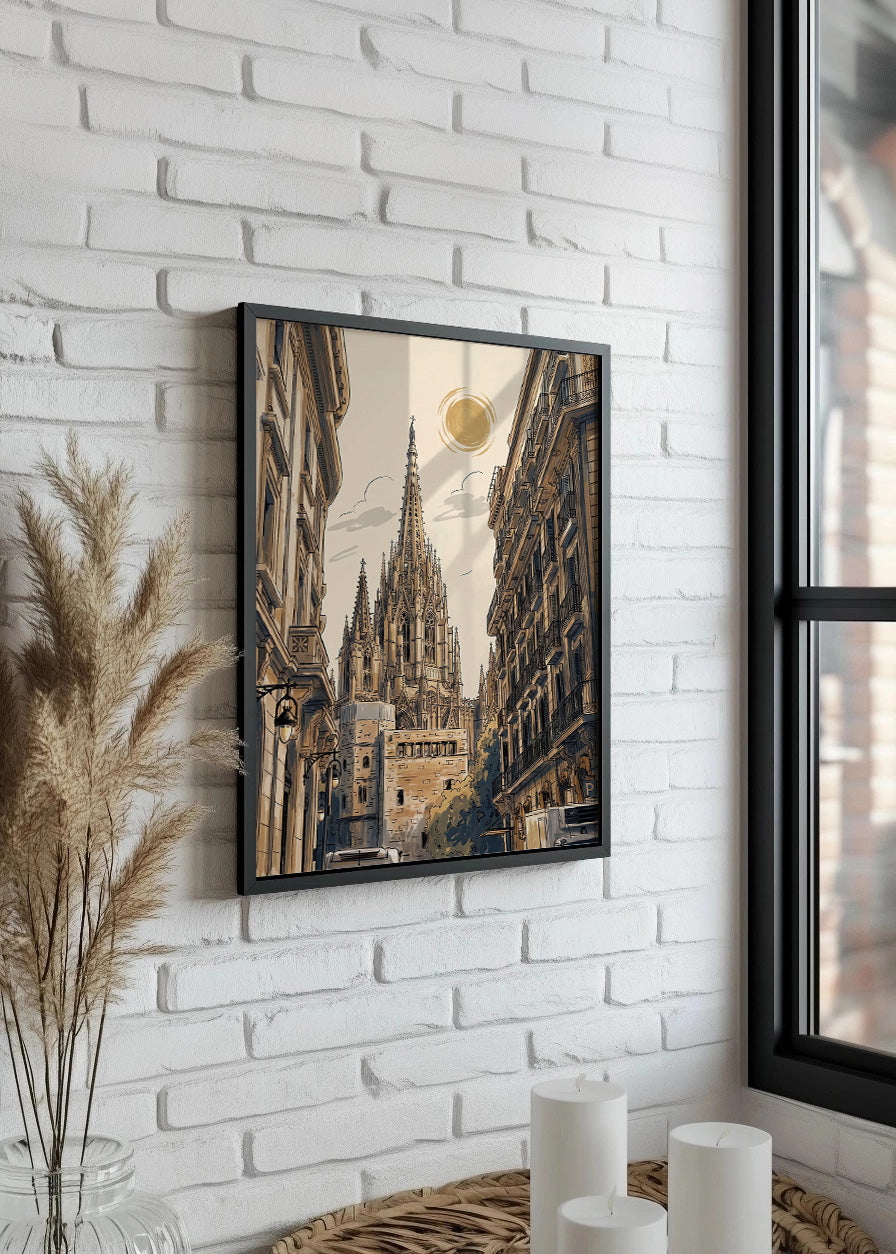 Cuadro Catedral en Barrio Gótico de Barcelona - New Beige