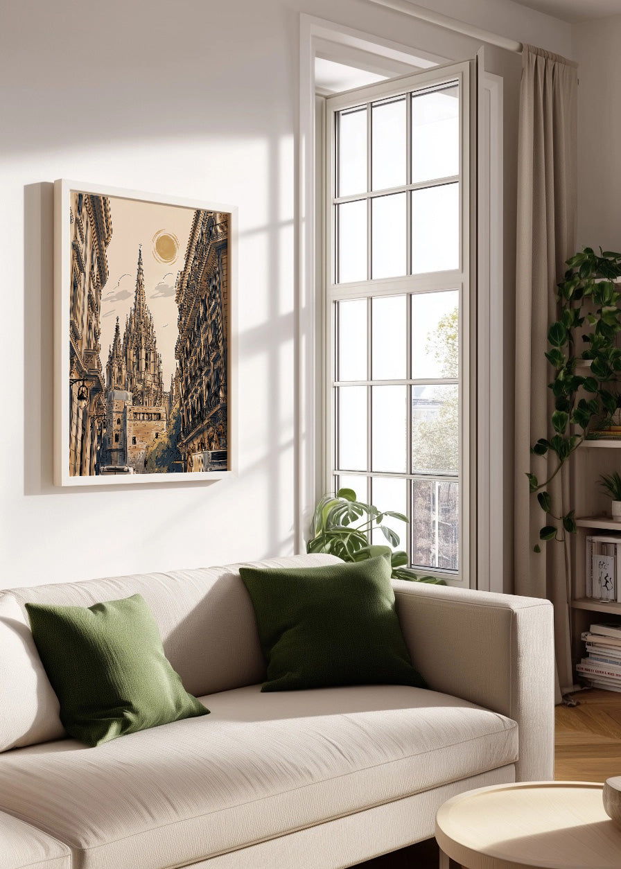 Cuadro Catedral en Barrio Gótico de Barcelona - New Beige