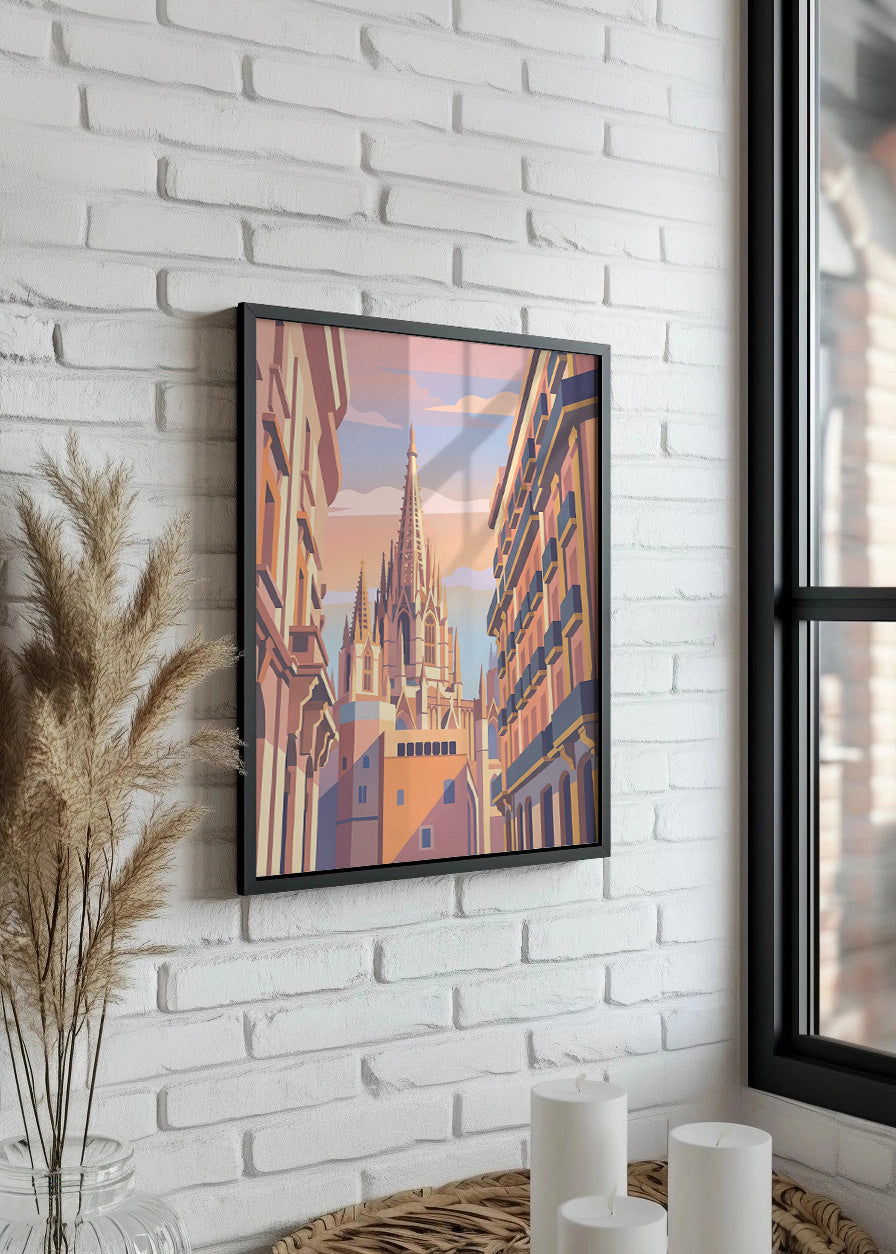 Cuadro Catedral y Barrio Gótico de Barcelona - Pastel