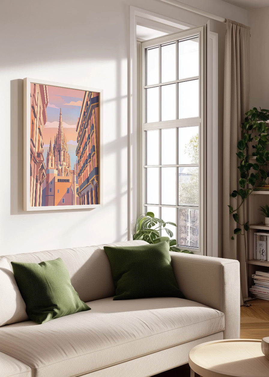 Cuadro Catedral y Barrio Gótico de Barcelona - Pastel