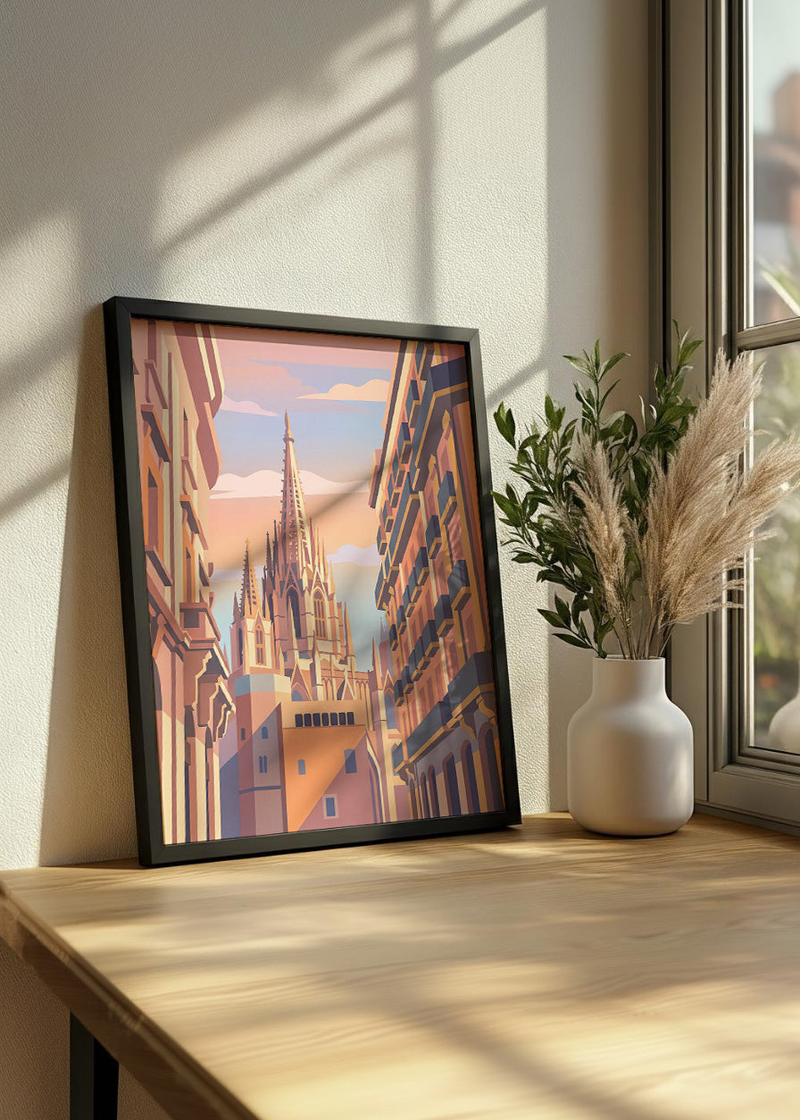 Cuadro Catedral y Barrio Gótico de Barcelona - Pastel