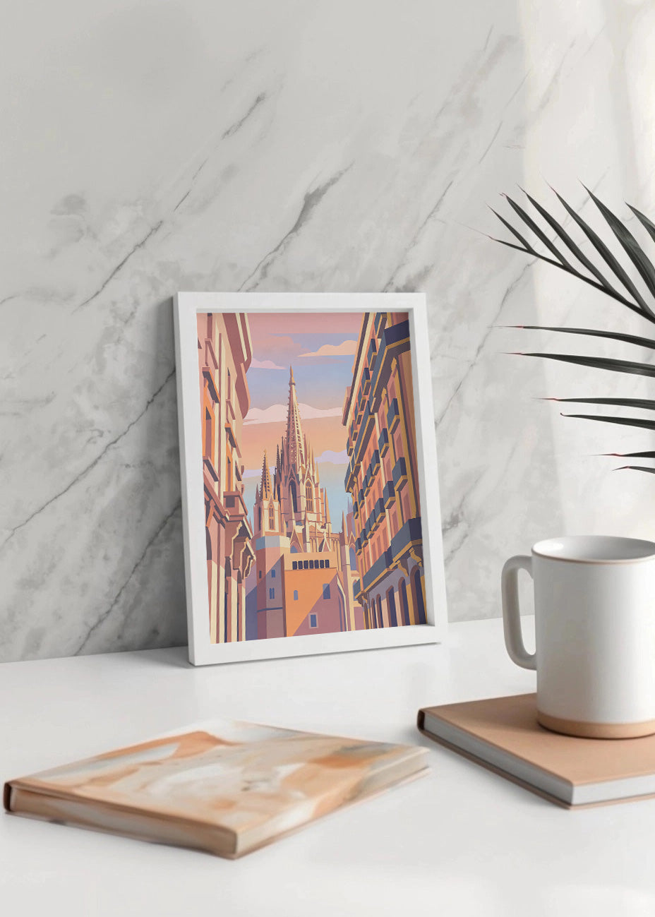 Cuadro Catedral y Barrio Gótico de Barcelona - Pastel