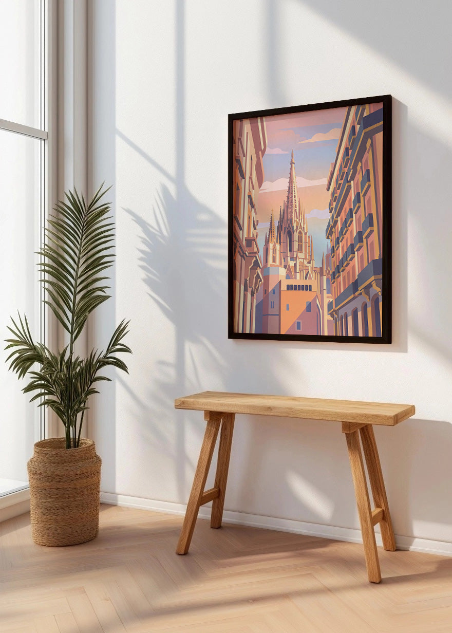Cuadro Catedral y Barrio Gótico de Barcelona - Pastel