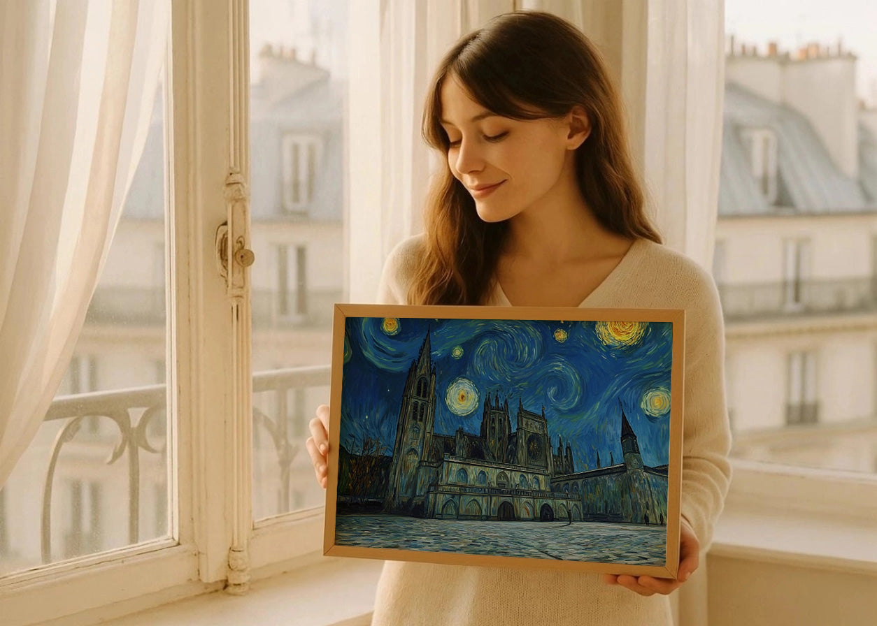 Cuadro ​Catedral de Burgos estilo Van Gogh