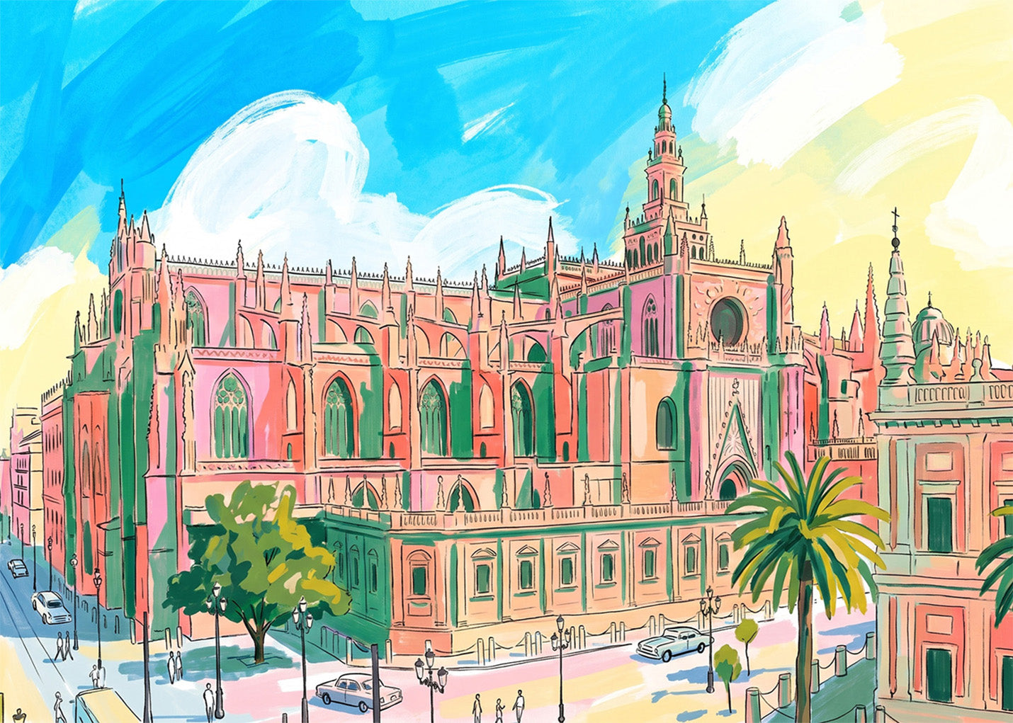 Cuadro Caterdral de Sevilla y Plaza del Triunfo - Soft