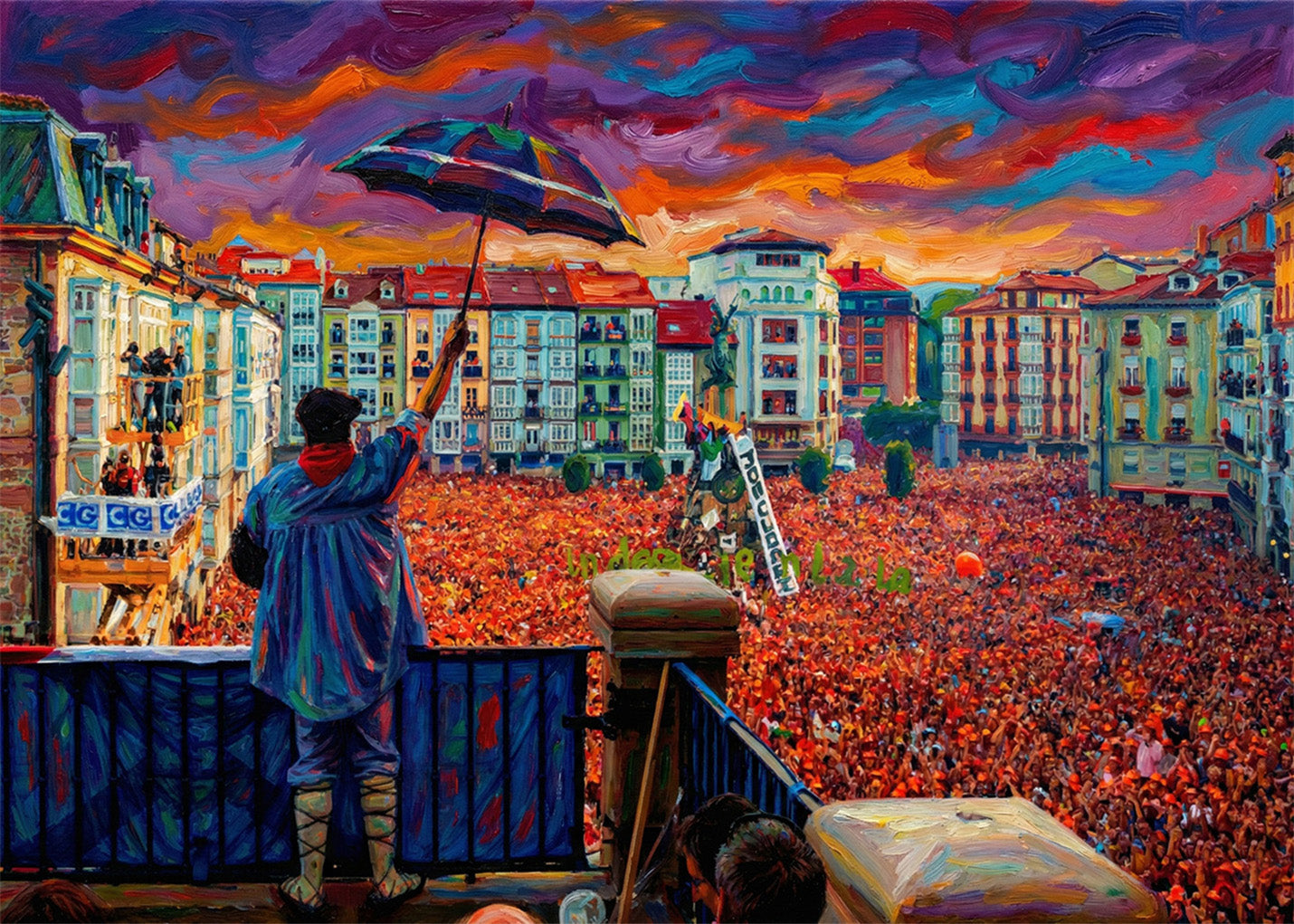 Cuadro Celedón y Fiestas de la Blanca estilo óleo