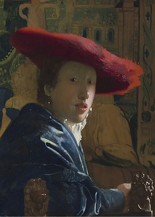 Cuadro Chica con un sombrero rojo (Vermeer)
