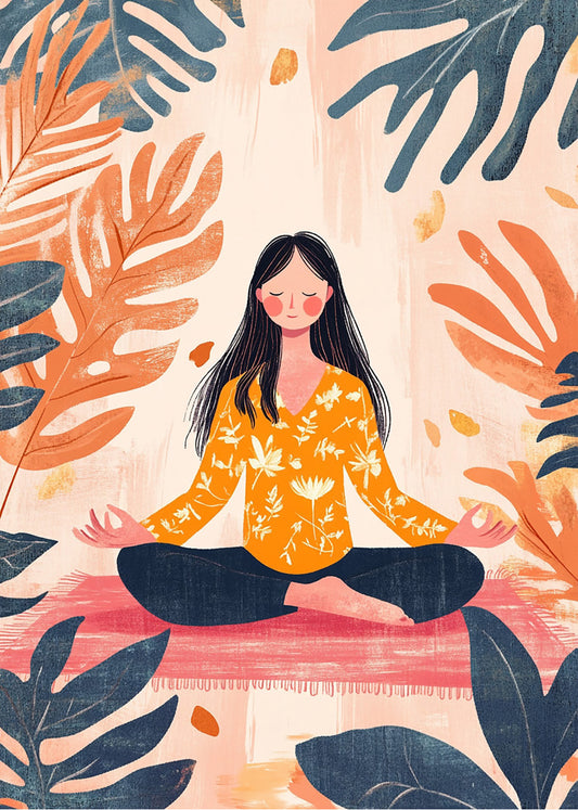 Cuadro ​Chica meditando ilustración moderna