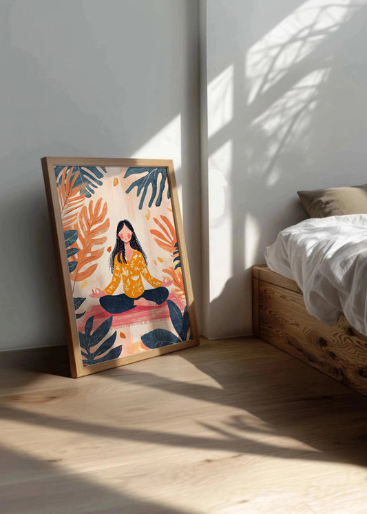 Cuadro ​Chica meditando ilustración moderna