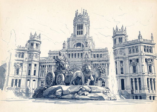 Cuadro Cibeles y Ayuntamiento de Madrid - Azul