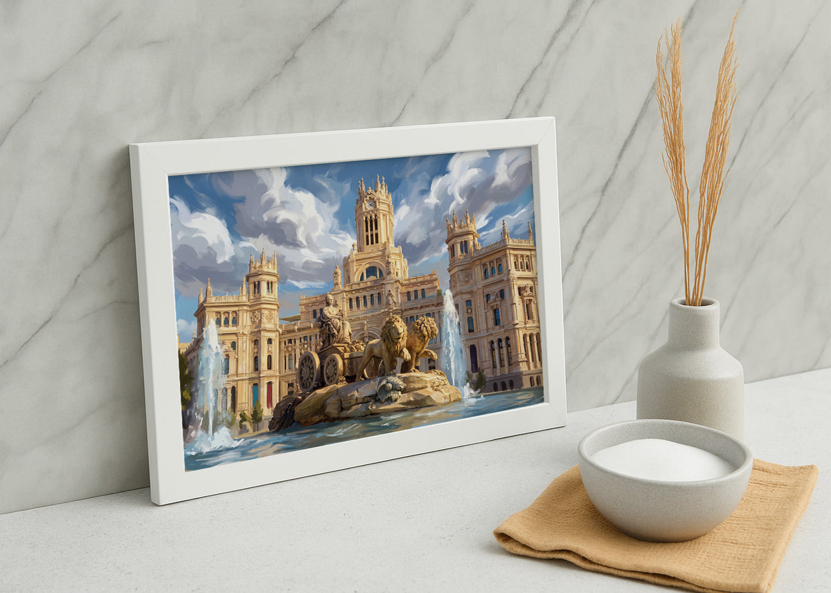 Cuadro Cibeles y Ayuntamiento de Madrid - Gouache