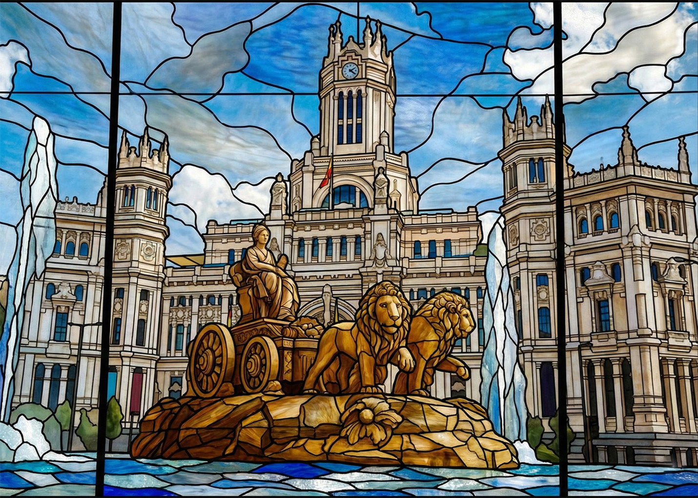 Cuadro Cibeles y Ayuntamiento de Madrid - Vidriera