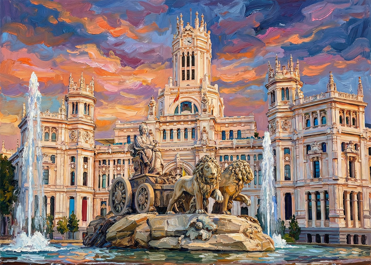 Cuadro Cibeles y Ayuntamiento de Madrid estilo óleo