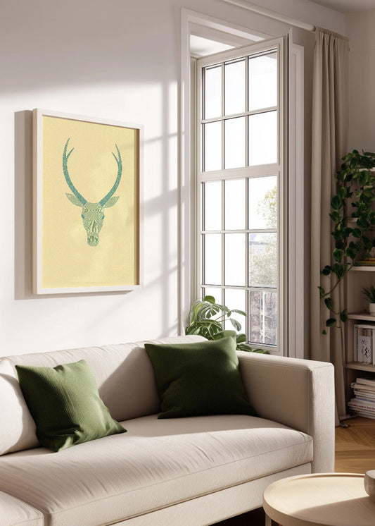Cuadro Ciervo beige verde