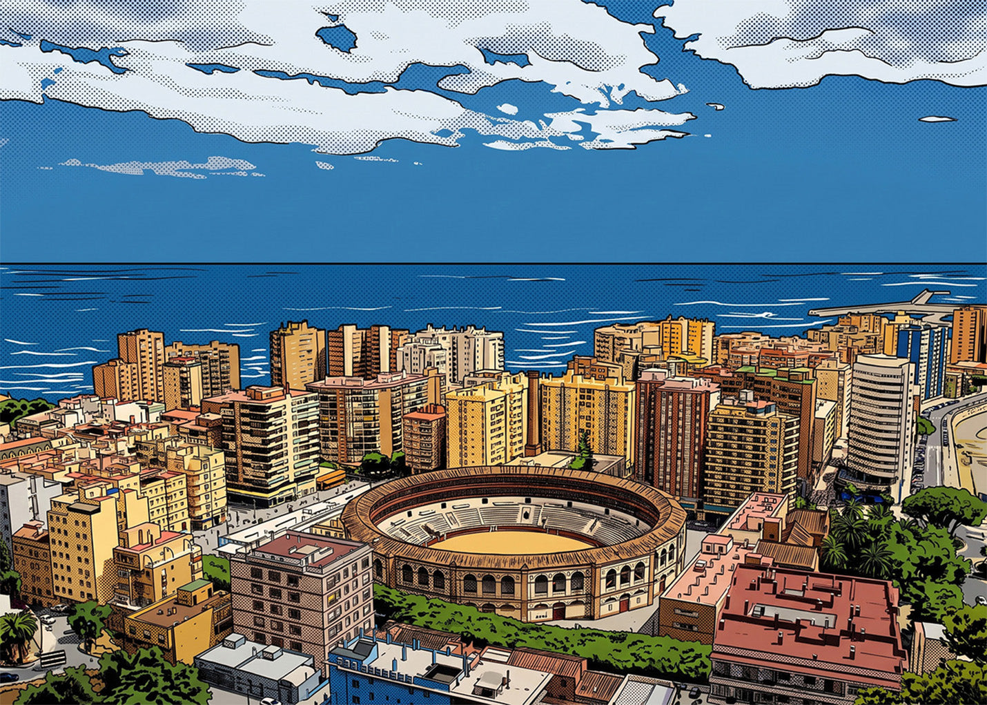 Cuadro Ciudad de Málaga - Cómic