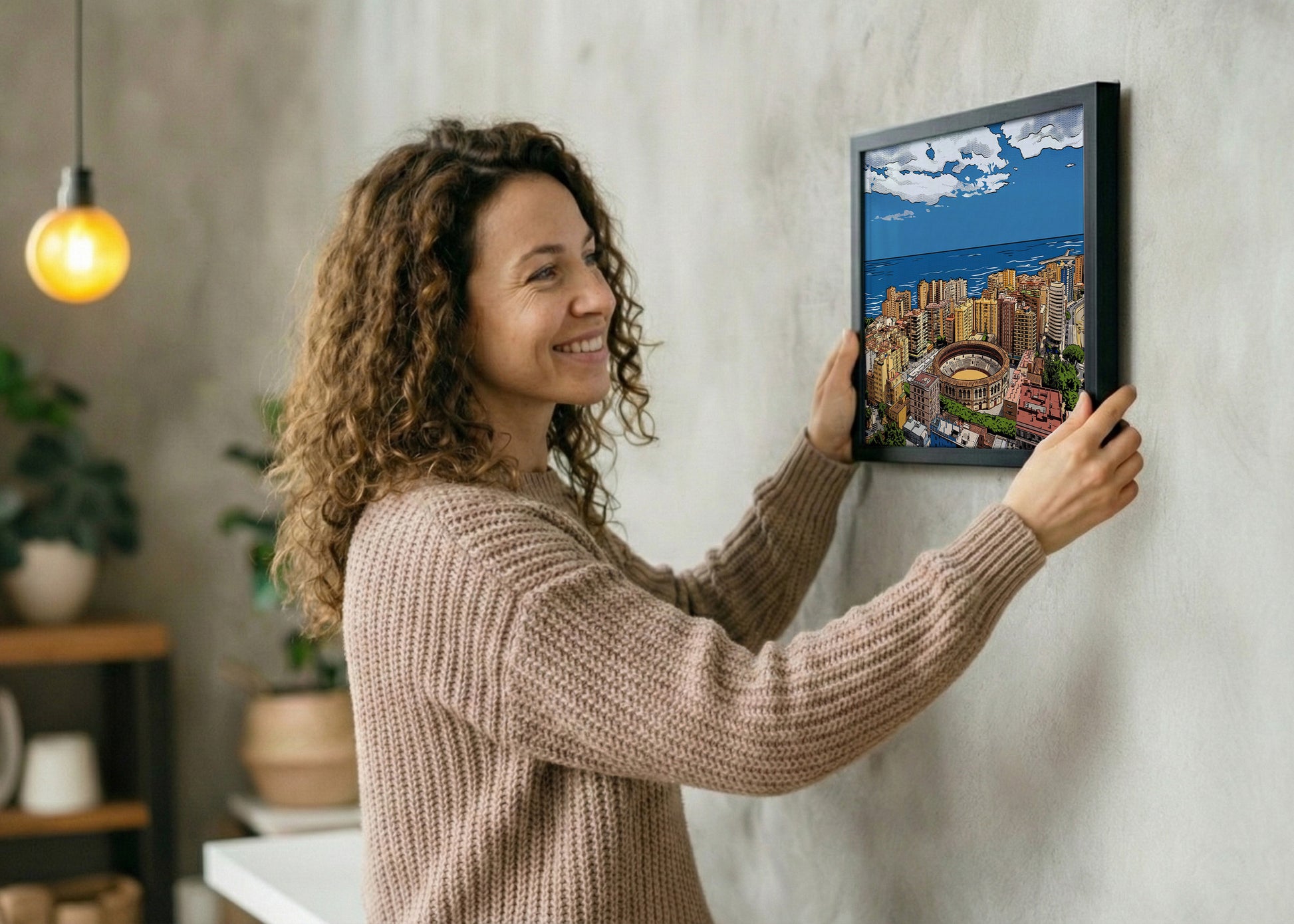 Cuadro Ciudad de Málaga - Cómic