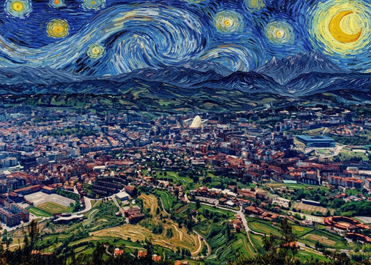 Cuadro Ciudad de Oviedo - Noche Estrellada