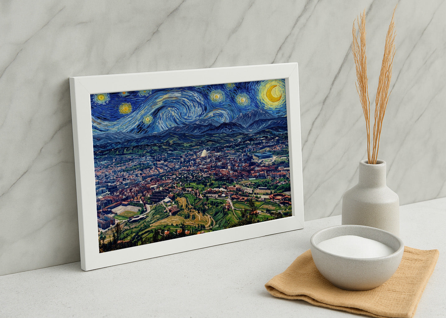 Cuadro Ciudad de Oviedo - Noche Estrellada