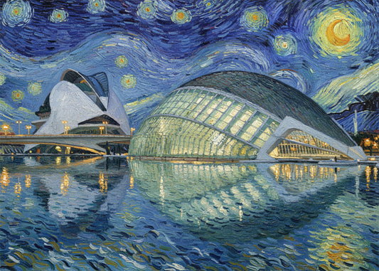 Cuadro Ciudad de las Artes y las Ciencias - Noche Estrellada