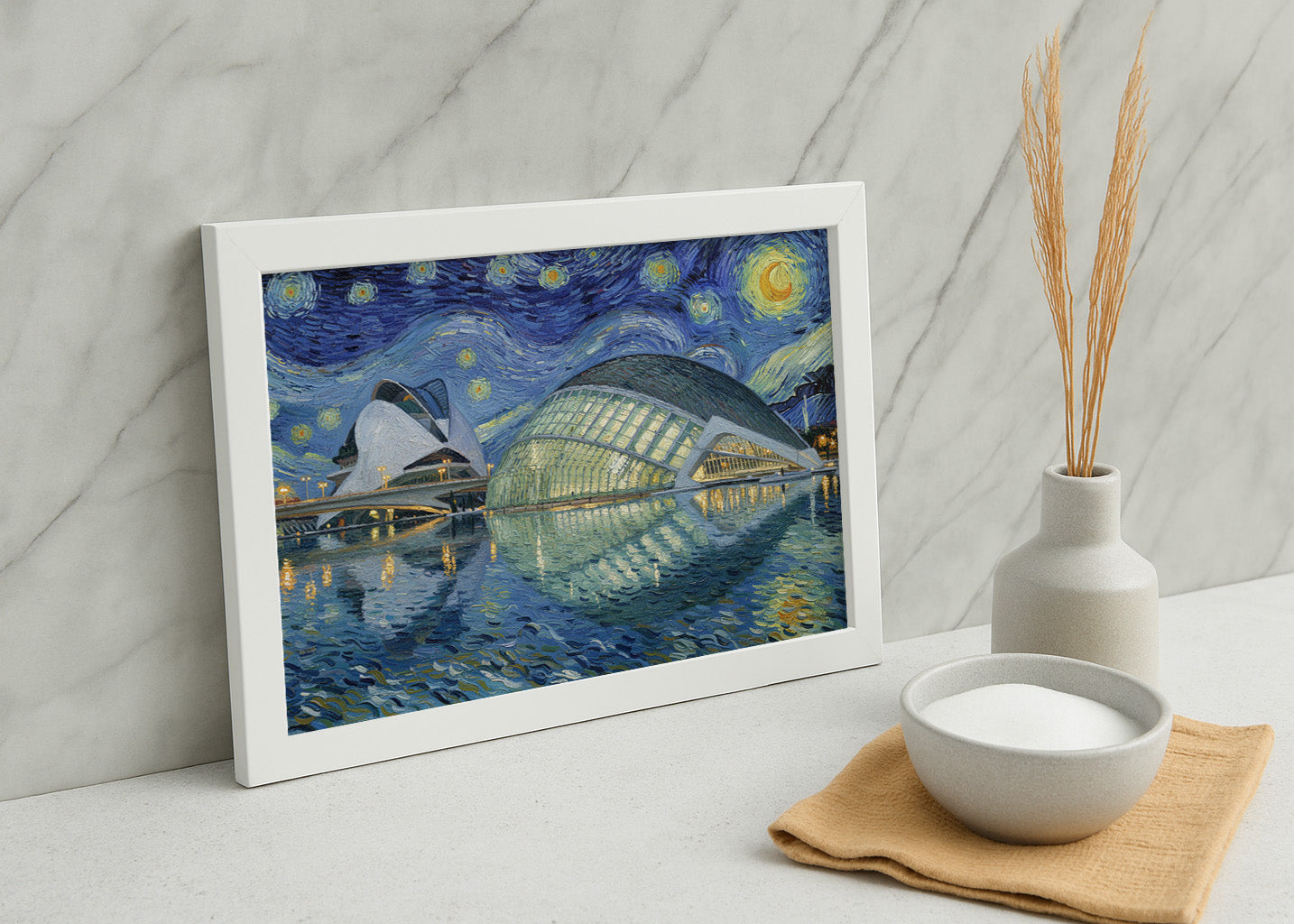 Cuadro Ciudad de las Artes y las Ciencias - Noche Estrellada
