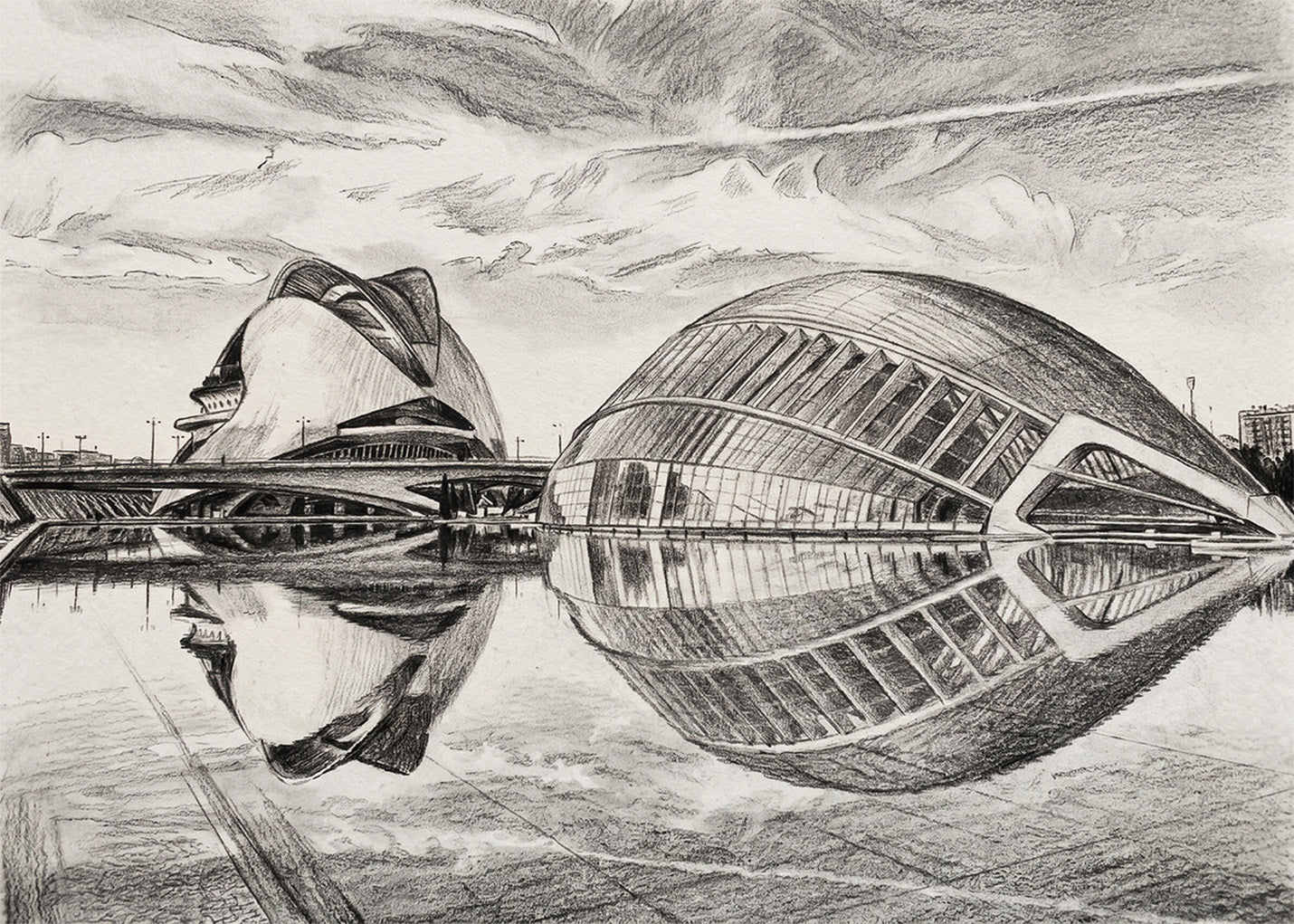 Cuadro Ciudad de las Artes y las Ciencias efecto lápiz
