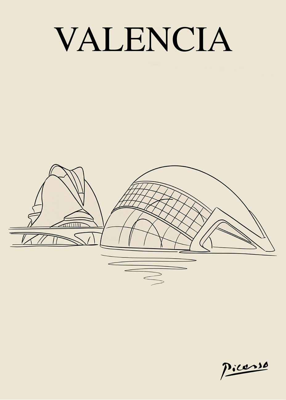 Cuadro Ciudad de las Artes y las Ciencias estilo Picasso