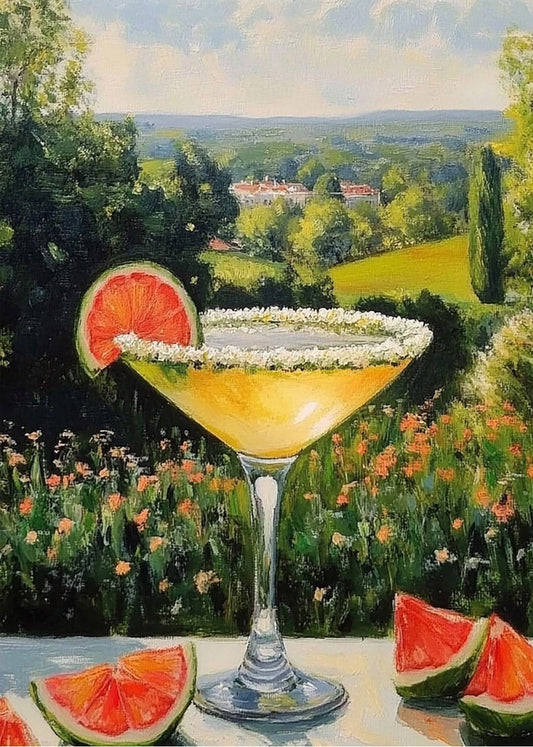 Cuadro ​Cocktail de lima en paisaje de campo