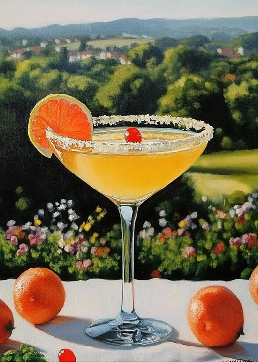 Cuadro ​Cocktail naranja en paisaje de campo