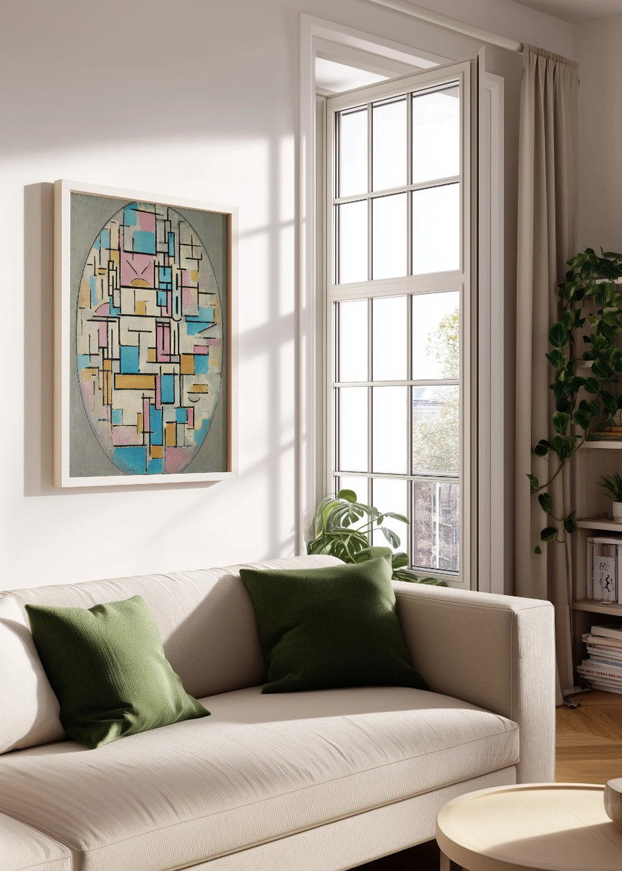 Cuadro Composicion en óvalo con colores planos (Mondrian)