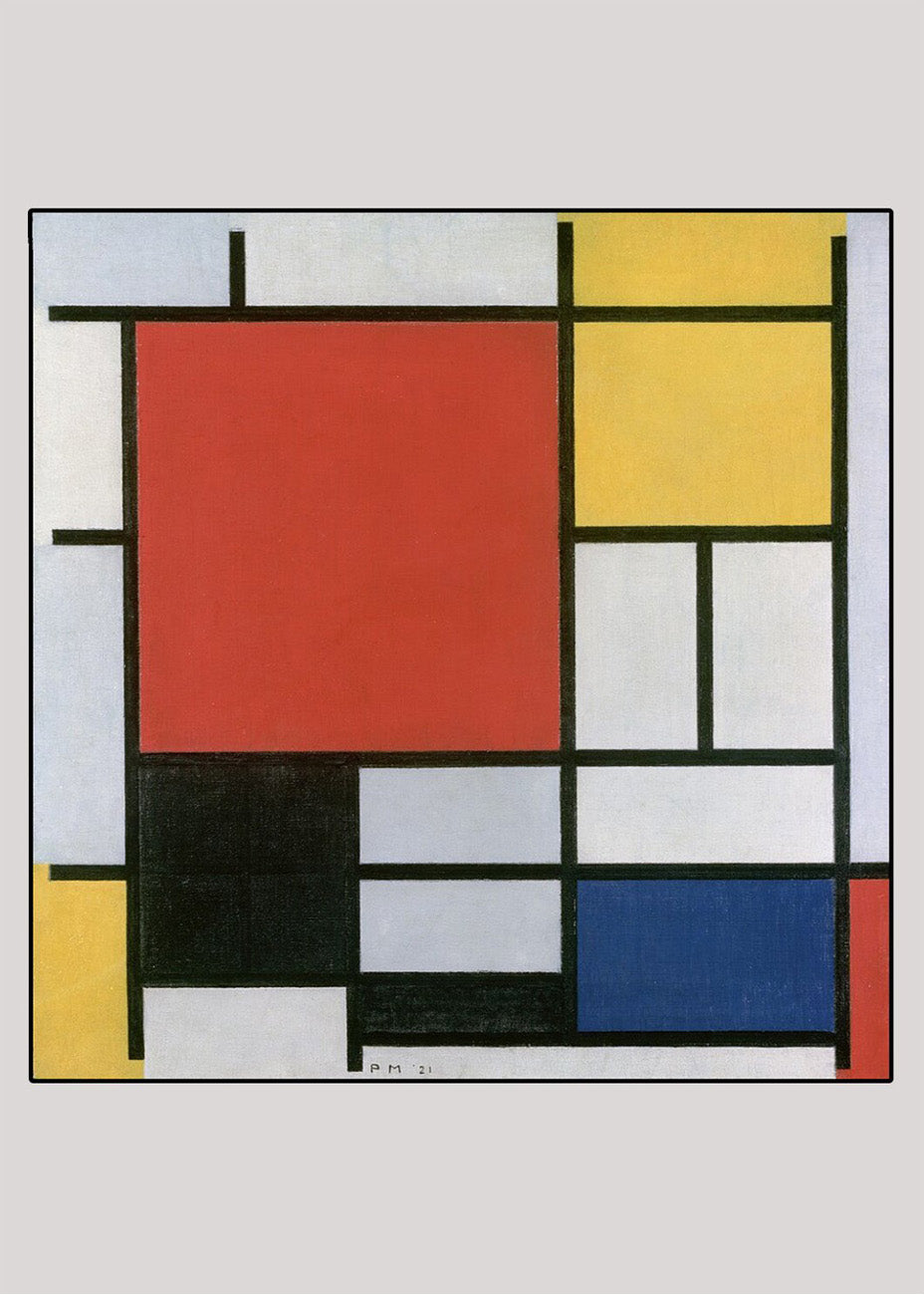 Cuadro Composición en rojo, amarillo, azul, blanco y negro (Mondrian)