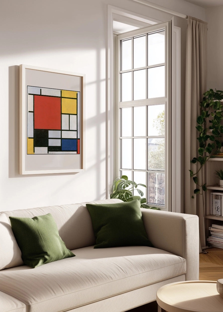 Cuadro Composición en rojo, amarillo, azul, blanco y negro (Mondrian)